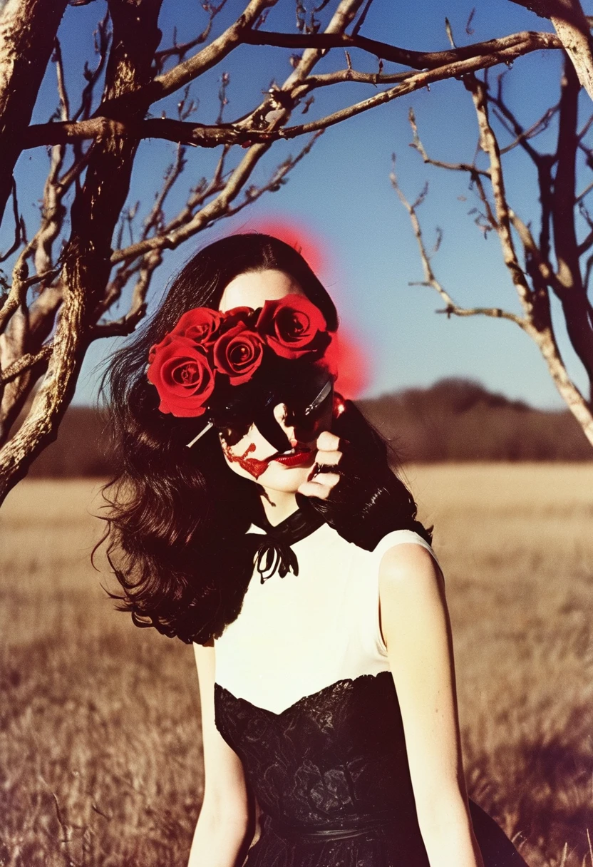 film photography, vintage, fashion shoot of horror