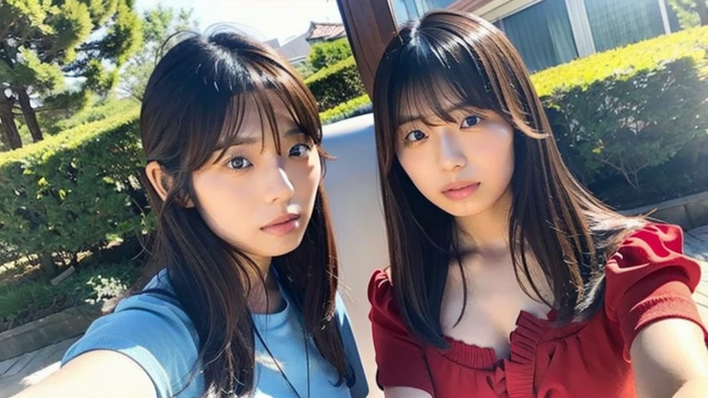 Kikuchi Hina takes a selfie with a man with long bangs and wolf hair.,