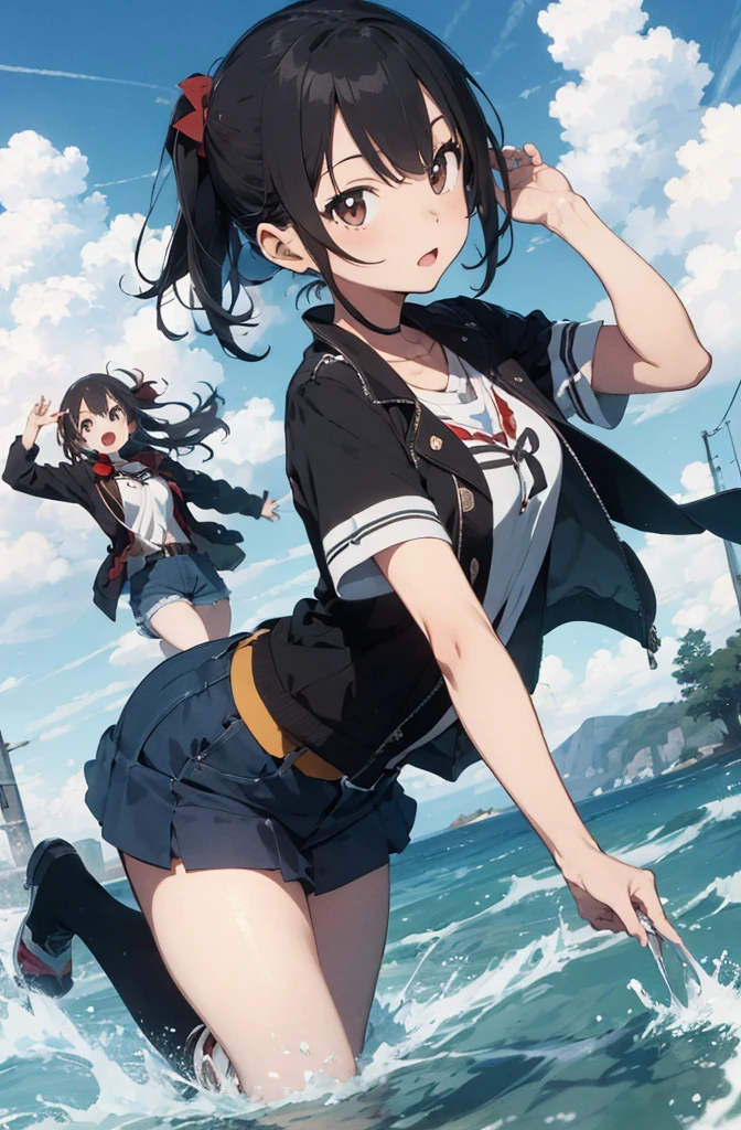 (Highest quality()),1 Cute Girl,Girls' school uniform,Short skirt,whole body,Browsing Caution,lie,tears,cry,Are crying,blonde, face,One eye closed,a painful face,Twin tails,White Stockings,blush,loafers、Spread your legs、White pants