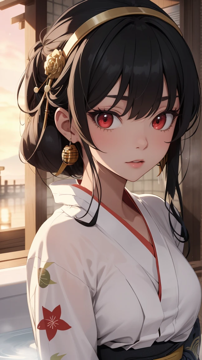 Ajof, side locks, golden hairband, hair adornments, ((Red eyes:1.5)), gold earring, Large breasts,((black hair:1.5)),
BREAK ((bath yukata:1.5)),
BREAK sitting on a window ledge naked and bent over, looking at viewer, sitting,
BREAK (masterpiece:1.2), best quality, high resolution, unity 8k wallpaper, (illustration:0.8), (beautiful detailed eyes:1.6), extremely detailed face, perfect lighting, extremely detailed CG, (perfect hands, perfect anatomy),