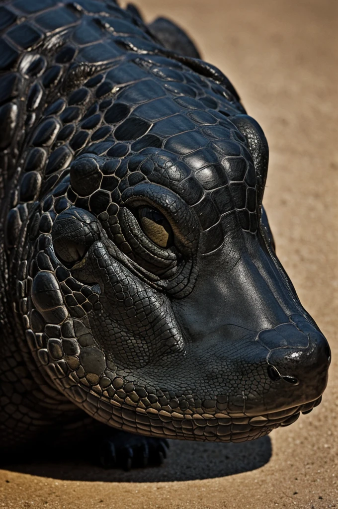 Drawing of a black alligator, what tenderness