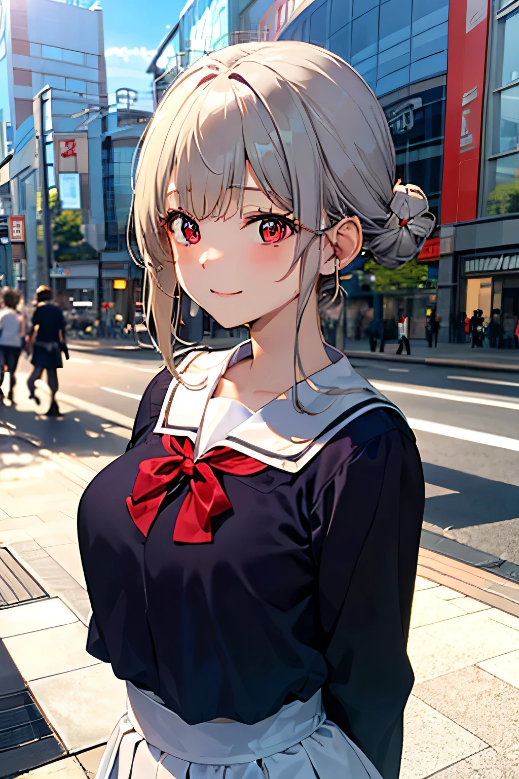 /*quality*/
masterpiece, best quality,
BREAK,
/*figure*/
1girl,Yukinoshita_yukino,
BREAK
/*system*/
glamorous,tall,large breasts,
BREAK
/*Hair Type*/
straight hair,
BREAK
/*Hair length*/
{very short hair | medium hair | long hair},
BREAK
/*Hairstyle*/
{blunt bangs | bob cut | ponytail | twintails | drill hair | hair bun | slicked back hair | forehead | single braid | braid hair},
BREAK
/*Hair Color*/
{black hair | blonde hair | pink hair | brown hair | white hair | purple hair | red hair | orange hair | blue hair | yellow hair | green hair | yellow green hair | silver hair | sky blue hair | gray hair | copper hair},
BREAK
/*eye*/
beautiful eyes,red eyes,
BREAK
/*expression*/
{smile|light smile|cheerful},
BREAK
/*Costume*/
{sailor suit|school uniform,blazer|school uniform,cardigan},
BREAK
/*Pause*/
arms behind back,
BREAK
/*angle*/
upper body,
BREAK
/*place*/
(detailed Shibuya street background:1.2),
BREAK
/*Brightness*/
sunlight,