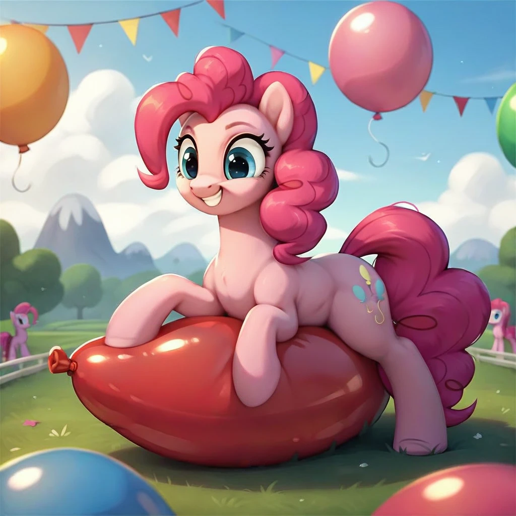 cinematic film still score_9, score_8_up, score_7_up, score_6_up, score_5_up, score_4_up, Digital art, cute, 
Pinkie Pie, earth pony, muscular, smirking, feral,
rating_questionable,
meadow, 
(balloon fetish, looner, sitting on a balloon, balloon sitting:1.2), 
(detailed balloon, one balloon, sitpop:1.3), 
thick thighs, balloon fetish, sitting on a balloon, one balloon, too heavy,
(tied balloon, tight balloon, necked balloon:1.2), 
foreshortening, depth of field, motion lines, 
emphasis lines, impact emanata,
screencap,  . shallow depth of field, vignette, highly detailed, high budget, bokeh, cinemascope, moody, epic, gorgeous, film grain, grainy