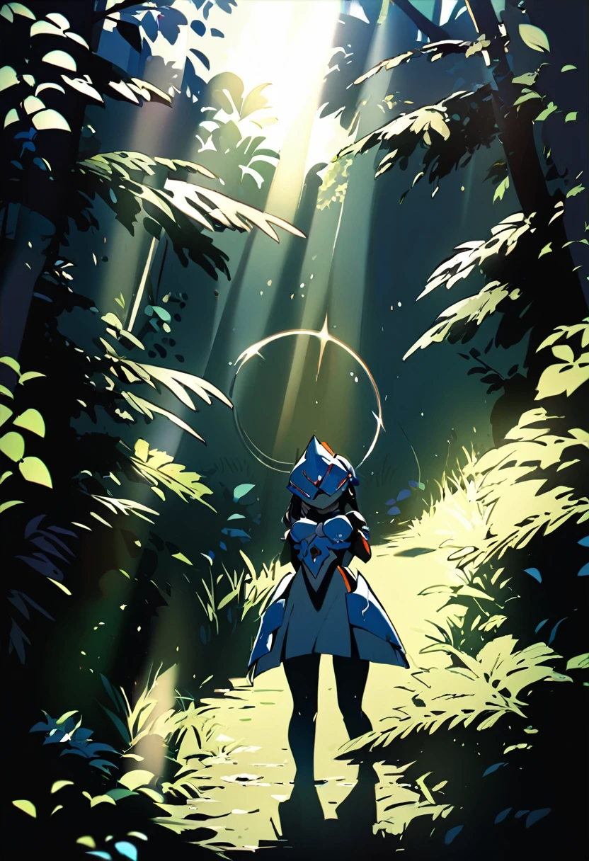 1 Girl in the Forest, sexy body, sun light, shadow, tiny Armor 