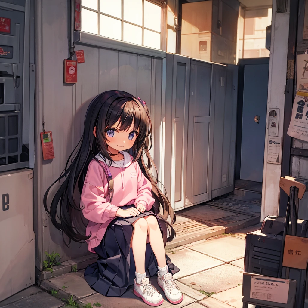 -yeld gi(pretty girl)、Long skirt、Hold a condom in your mouth、A defiant smile、Lifting her skirt, a dark alley、Sit on the air conditioner's outdoor unit