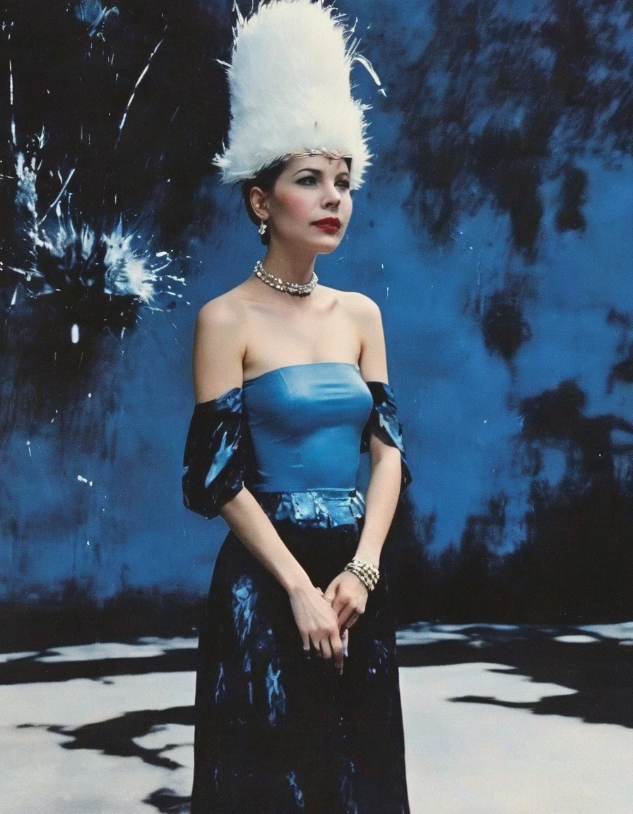 film photography, vintage, arthouse movie scene, blue background