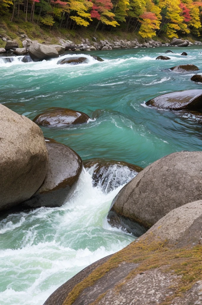 sinking ship, Hozugawa River Cruise, teeth, This is a tourist activity where you can enjoy the beautiful scenery dotted with rapids and huge rocks, autum, Momiji, Close-up, Splash, 