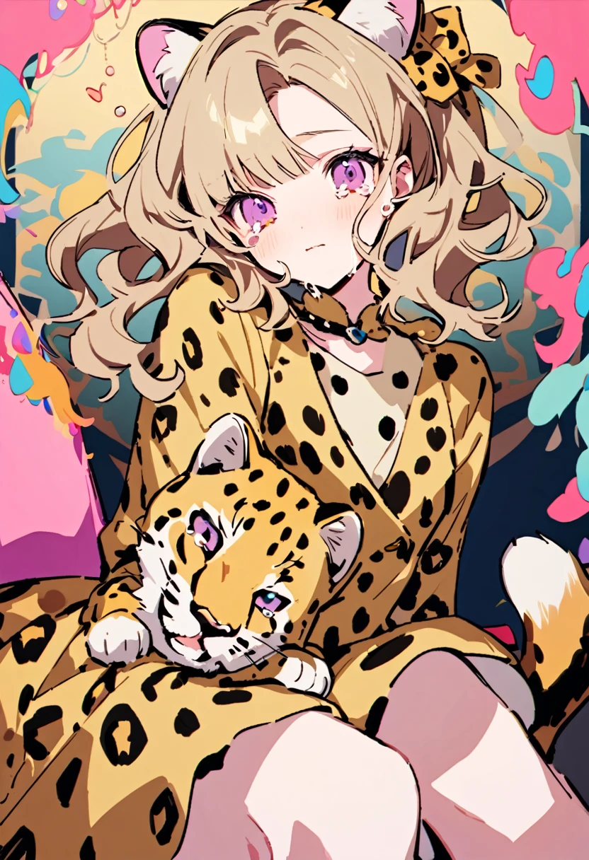 masterpiece, Highest quality, Illustration of the novel, High resolution, 18+ Adult content, Sensual, Intimate, Emotional, Passionate, romantic, sweet, Adorable, Innocent, Pure, Charmな, Charmな, Charm, mysterious, Charmな, Charmな, Immersive, Charmな, dream-like, Surreal, Imaginative, Whimsical, Artistic, Avant-garde, timeless, elegant, Sophisticated, chic, Sophisticated, personality, original, Charmな,((  A Cheetah/A cheetah/Cheetah Dress:1.3)),((Beautiful Tears))、Upper Body、(Little)