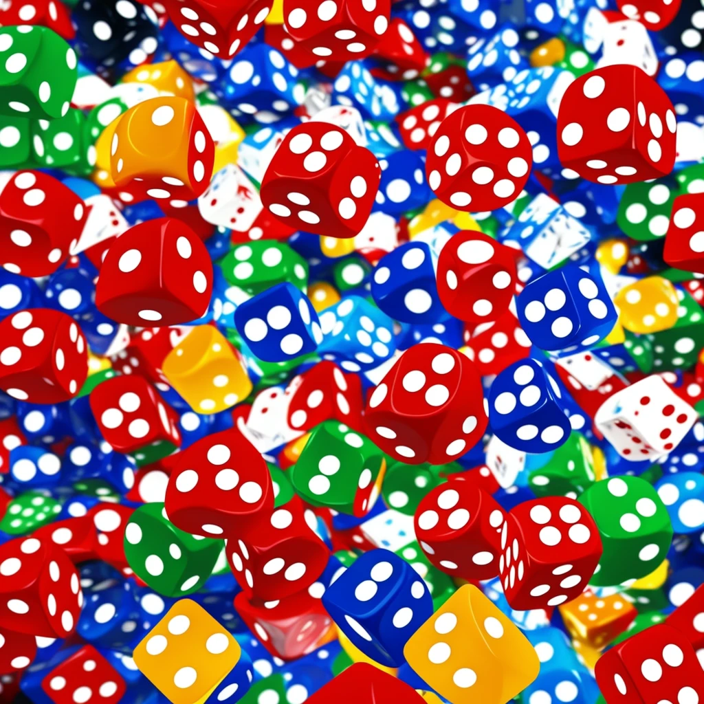 Game poster, dice,  gamble, Chips flying and scattered from the center，dice