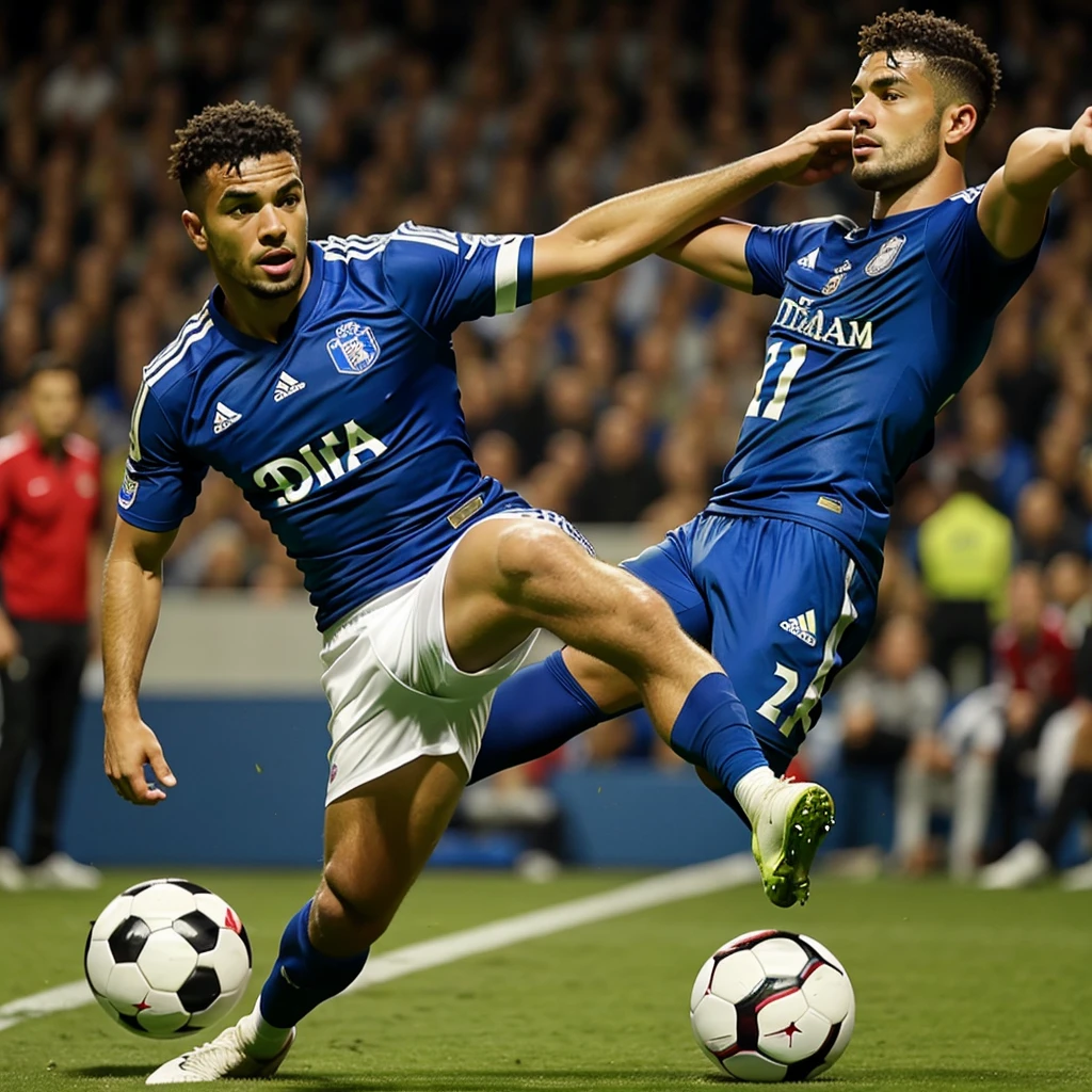 Footballer kicking ball