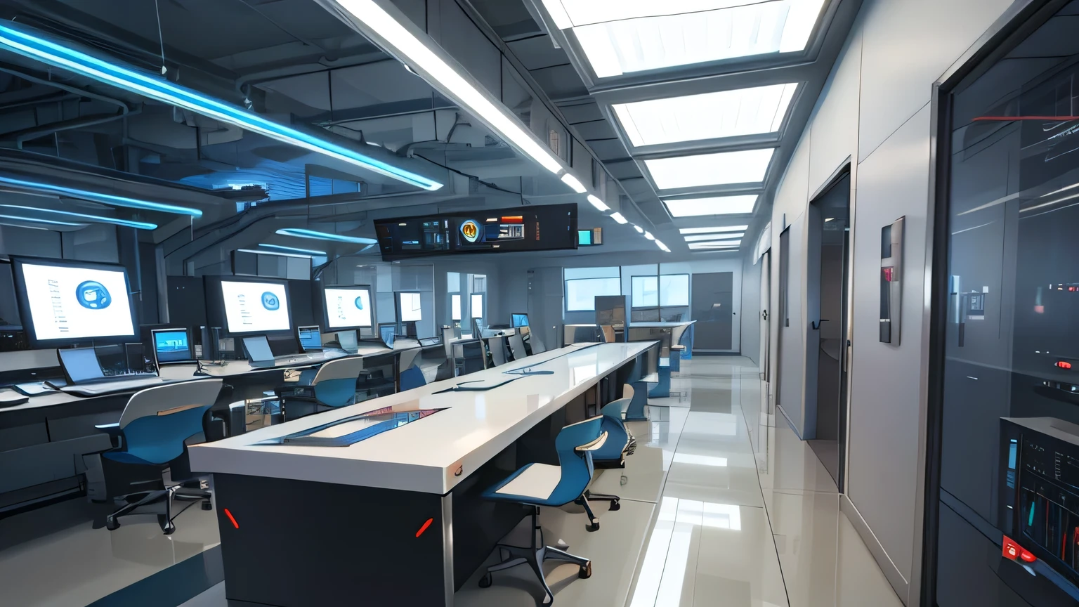 Photos and graphs from the AI research facility(Image of revenue increase)