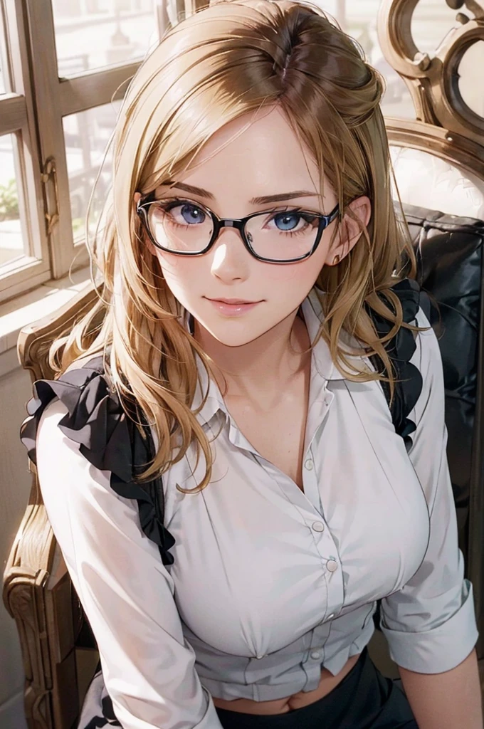 Masterpiece, 最high quality, high quality, High resolution, high quality texture, high quality shadows, High resolution, Beautiful details, Detailed CG, Detailed Texture, Realistic representation of face, Realistic, colorful, delicate, Cinematic Light, Side light, Lens flare, Ray Tracing, sharp concentrated, (1 Girl,concentrated:1.3), ( Intricate details, compensate, PureErosFaceV1:0.5), (細部まで美しいdelicateな顔, 緻密で美しいdelicateな瞳, Perfect Facial Proportions, Dense skin, Optimal ratio of four fingers to one thumb, Arms under chest, Modest chest, Wide Hips, Smooth upper abdomen, 30 years old, blue eyes, glasses,cabin attendant uniform,white blouse,tight fitting black skirt,black stockings, excellent secretary ,working as a secretary, wooden desk, wooden chair, house wife, the gaze of true love, lips of temptation, A look full of compassion ,a smile full of love, i love you, Acting lovey-dovey, air fortress hair, blonde hair, I love you so much I'm crazy,i love you