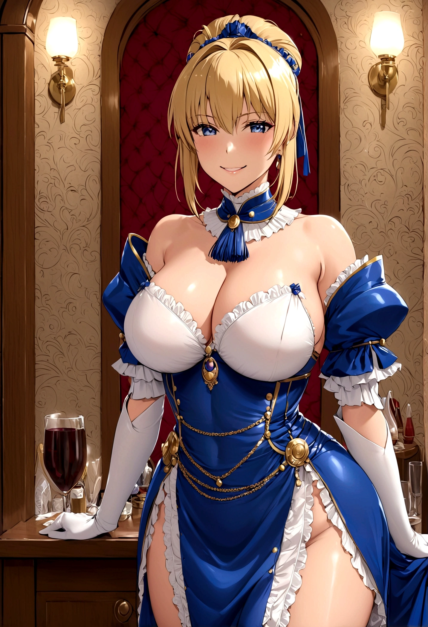 Saber big breasts noble outfit House made from condoms smile
