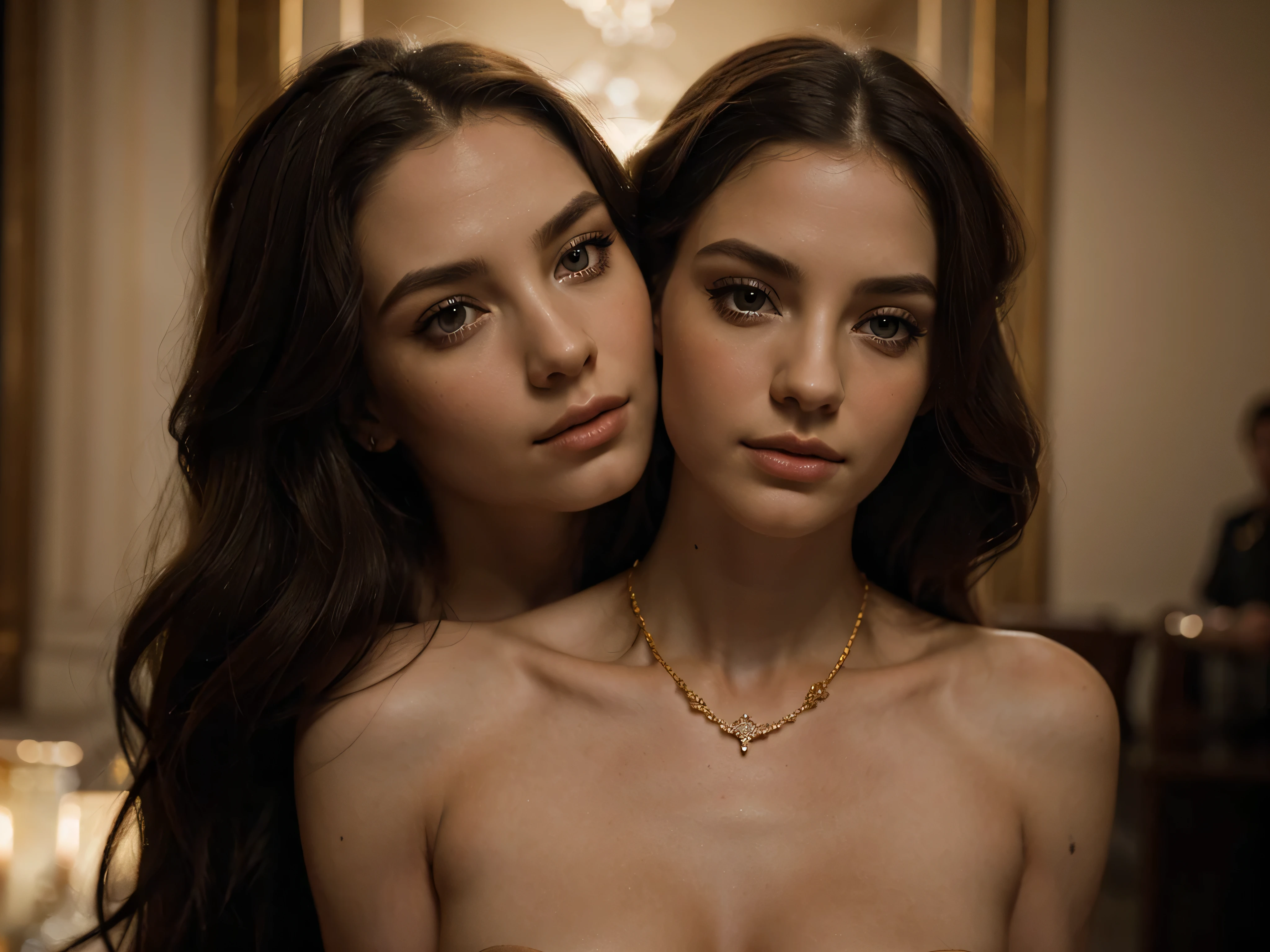 A chiaroscuro portrait of a woman, beautiful detailed eyes, beautiful detailed lips, extremely detailed eyes and face, long eyelashes, porcelain skin, elegant hairstyle, intricate jewelry, dramatic lighting, Renaissance style, dramatic shadows, warm golden tones, dramatic chiaroscuro lighting, ultra-detailed, 8k, photorealistic, masterpiece, cinematic, dramatic atmosphere, elegant and regal