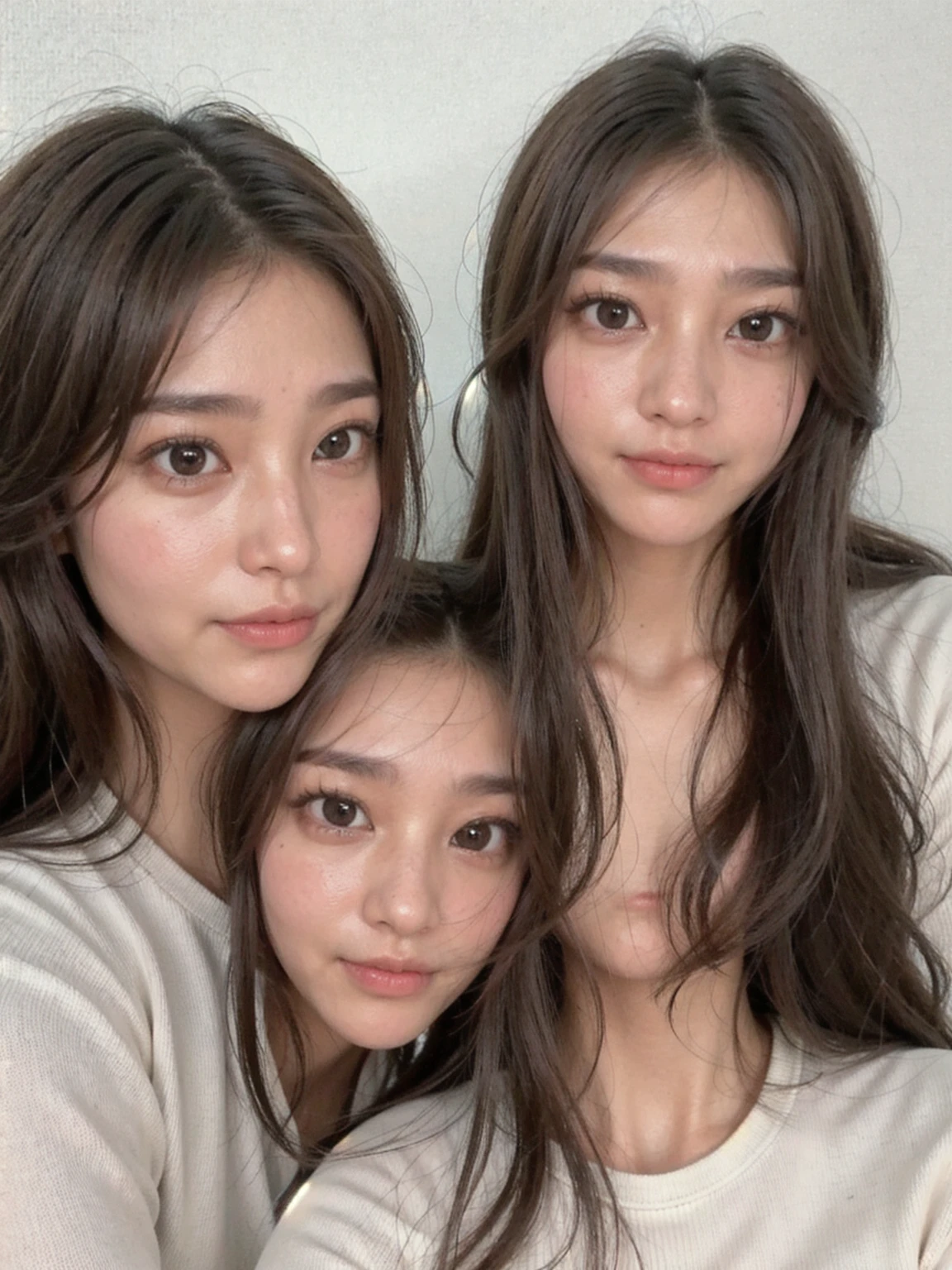 arafed woman with long brown hair and a white shirt, south east asian with round face, without makeup, headshot profile picture, with round face, asian face, face is brightly lit, 3 0 years old woman, 30 years old woman, no makeup wavy hair, taken in the early 2020s, detailed face of a asian girl