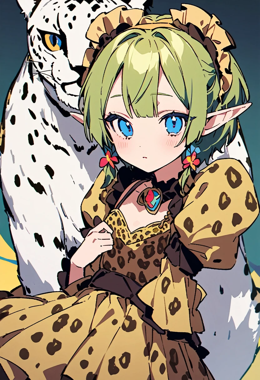 masterpiece, Highest quality, Illustration of the novel, High resolution, 18+ Adult content, Sensual, Intimate, Emotional, Passionate, romantic, sweet, Adorable, Innocent, Pure, Charmな, Charmな, Charm, mysterious, Charmな, Charmな, Immersive, Charmな, dream-like, Surreal, Imaginative, Whimsical, Artistic, Avant-garde, timeless, elegant, Sophisticated, chic, Sophisticated, personality, original, Charmな,((Loli Elf:1.3)),((A Cheetah/A cheetah/Cheetah Dress:1.3))、Upper Body、(Little)