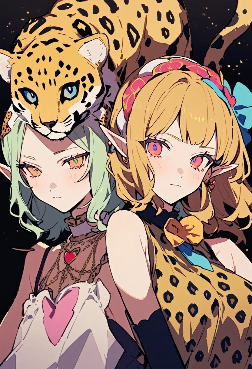 masterpiece, Highest quality, Illustration of the novel, High resolution, 18+ Adult content, Sensual, Intimate, Emotional, Passionate, romantic, sweet, Adorable, Innocent, Pure, Charmな, Charmな, Charm, mysterious, Charmな, Charmな, Immersive, Charmな, dream-like, Surreal, Imaginative, Whimsical, Artistic, Avant-garde, timeless, elegant, Sophisticated, chic, Sophisticated, personality, original, Charmな,(( Elf:1.3)),((A Cheetah/A cheetah/Cheetah Dress:1.3))、Upper Body、(Little)