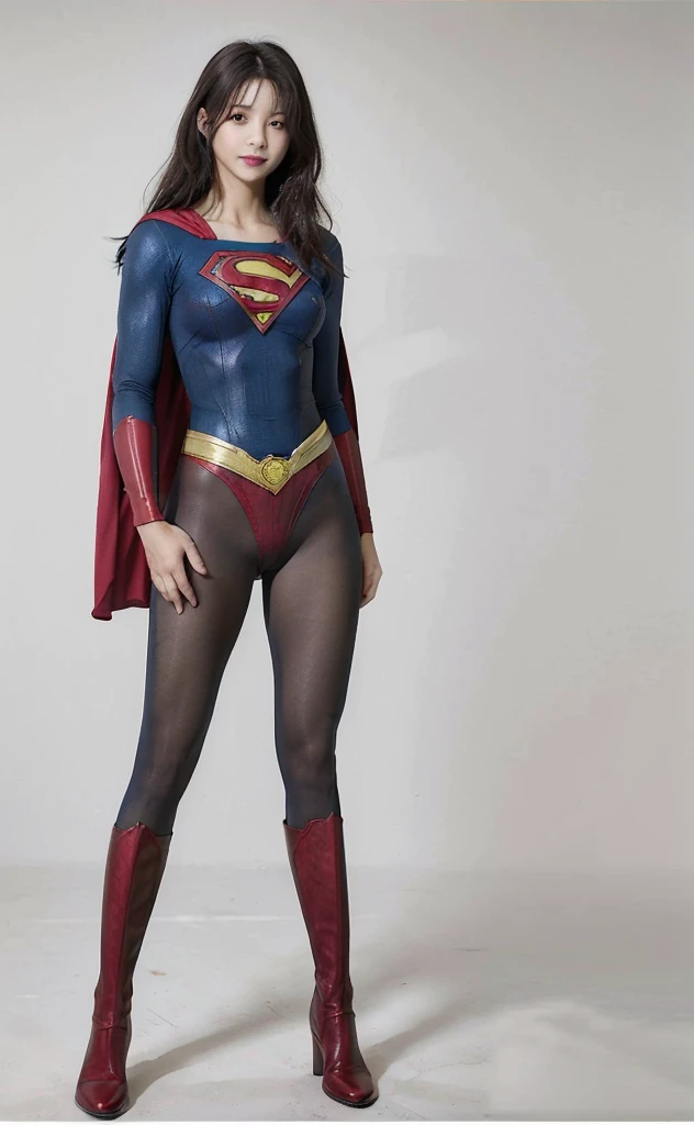 No background、(((Beautiful legs in black tights.)))、(((Legally express the beauty of your smile)))、((((Make the most of your original images)))、(((Body-hugging Supergirl costume)))、(((Supergirl Costume)))、(((Beautiful Hair)))、(((suffering)))、(((Please wear black tights....、Wear red boots)))、((Best image quality、8K))、((Highest quality、8K、masterpiece:1.3))、(((Preserve background )))、Sharp focus:1.2、Beautiful woman with perfect figure:1.4、Slim Abs:1.2、Wet body:1.5、Highly detailed face and skin texture、8K