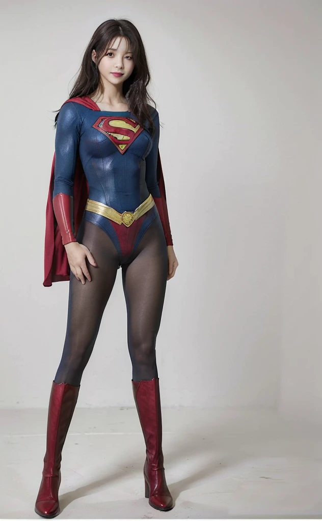 No background、(((Beautiful legs in black tights.)))、(((Legally express the beauty of your smile)))、((((Make the most of your original images)))、(((Body-hugging Supergirl costume)))、(((Supergirl Costume)))、(((Beautiful Hair)))、(((suffering)))、(((Please wear black tights....、Wear red boots)))、((Best image quality、8K))、((Highest quality、8K、masterpiece:1.3))、(((Preserve background )))、Sharp focus:1.2、Beautiful woman with perfect figure:1.4、Slim Abs:1.2、Wet body:1.5、Highly detailed face and skin texture、8K