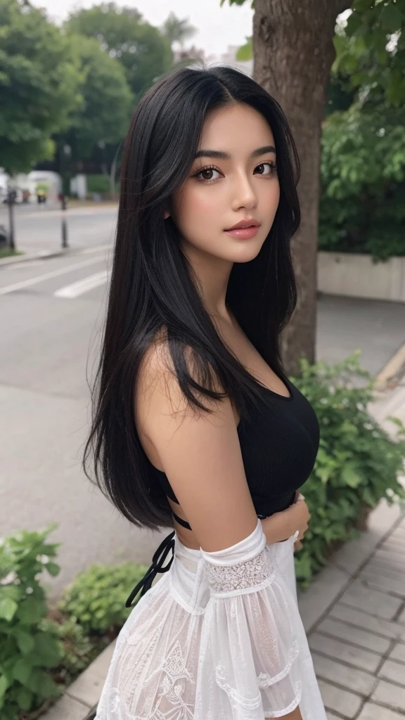 Big breasted black haired girl