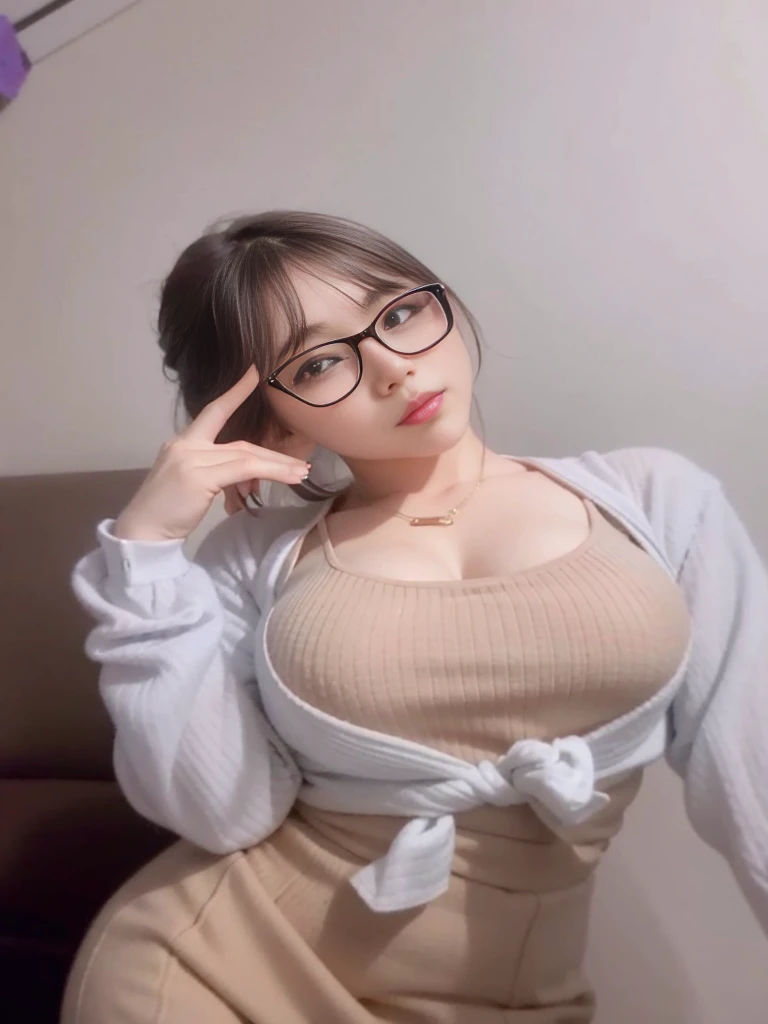 Close-up of a woman wearing glasses and a red bra, Wearing glasses, Korean Girls, Thick glasses, Wearing glasses, ((Very large breasts)), Asian Girl, beautiful Asian Girl, Wearing glasses on, 薄くて大きな丸いWearing glassesいる, Young and pretty girl, Attractive girl, Beautiful Korean Women, 18-year-old, ((change)), big round glasses, Sexy Girl, Wearing square glasses, (Purelos Face_1:0.33), (Urzan-6500:0.33),