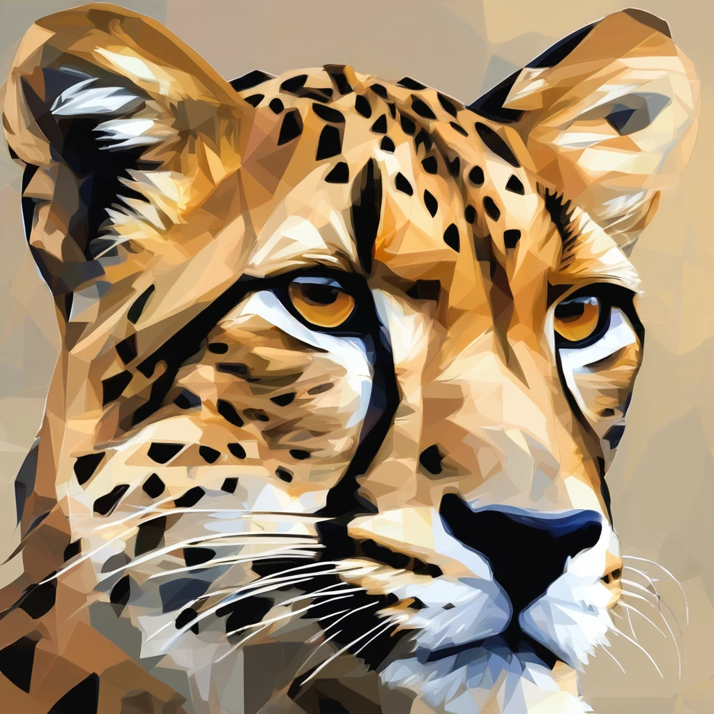 Cubism art, ((realistic, masterpiece, Best Quality:1.3)),  digital photography, painting, a cheetah,