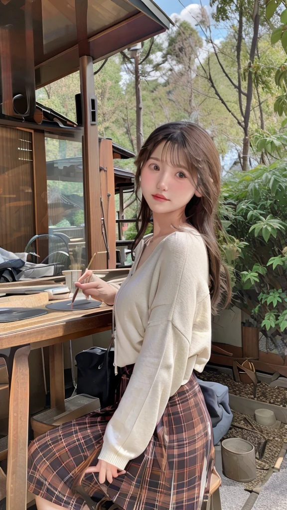 Karuizawa scenery Japanese girl in her 20s painting on canvas