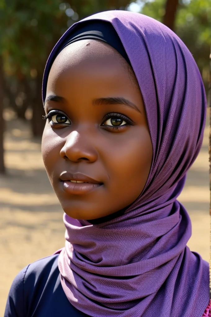 Generate a Tanzanian girl with wearing hijab 
