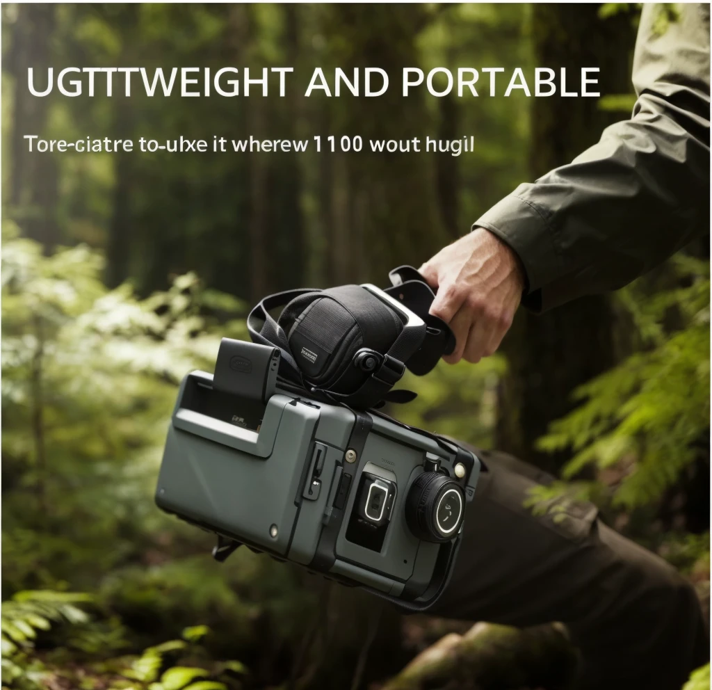 A man carrying a radio in the forest, Highest quality, Angle View, Ease of use, high - Angle View, 1 0 8 0 p, 1080P, HD 16K, Shooting angle below, wide high Angle View, Angle View, Low-angle camera view, 8K 1080P