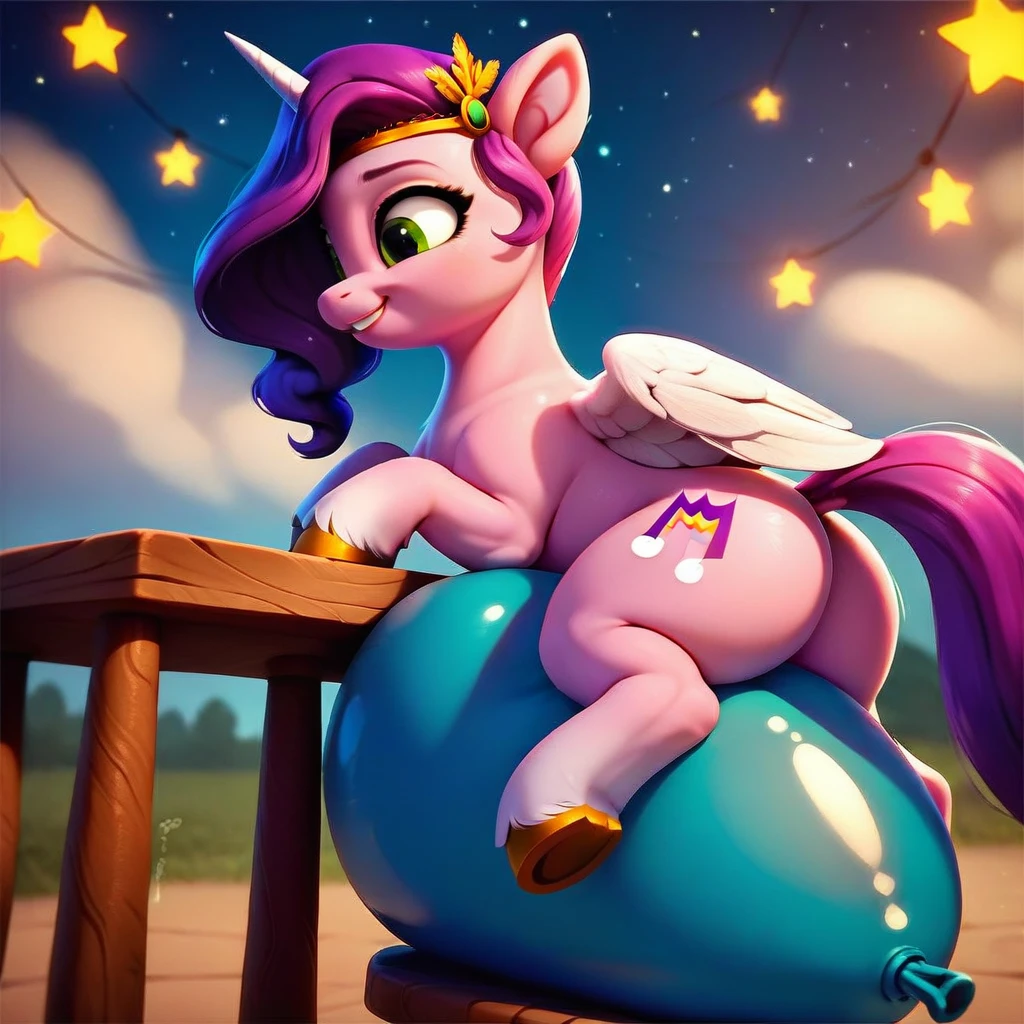 score_9, score_8_up, score_7_up, score_6_up, score_5_up, score_4_up, Digital art, cute, feral, alicorn, Pipp Petals, female, muscular, rating_questionable, suggestive, presenting, cute digital art of a feral character straddling one balloon, meadow, night, (balloon fetish, looner, sitting on a balloon, balloon sitting:1.2), sitpop, (detailed balloon, one balloon, medium balloon, sitpop:1.1), thick thighs, balloon fetish, sitting on a balloon, one balloon, (tied balloon, soft balloon, squishy balloon, underinflated balloon, necked balloon:1.2), (sitpop, balloon pieces, popped balloon:1.2), foreshortening, depth of field, motion lines, emphasis lines, impact emanata, stars, stool, sitting on a balloon on a stool
