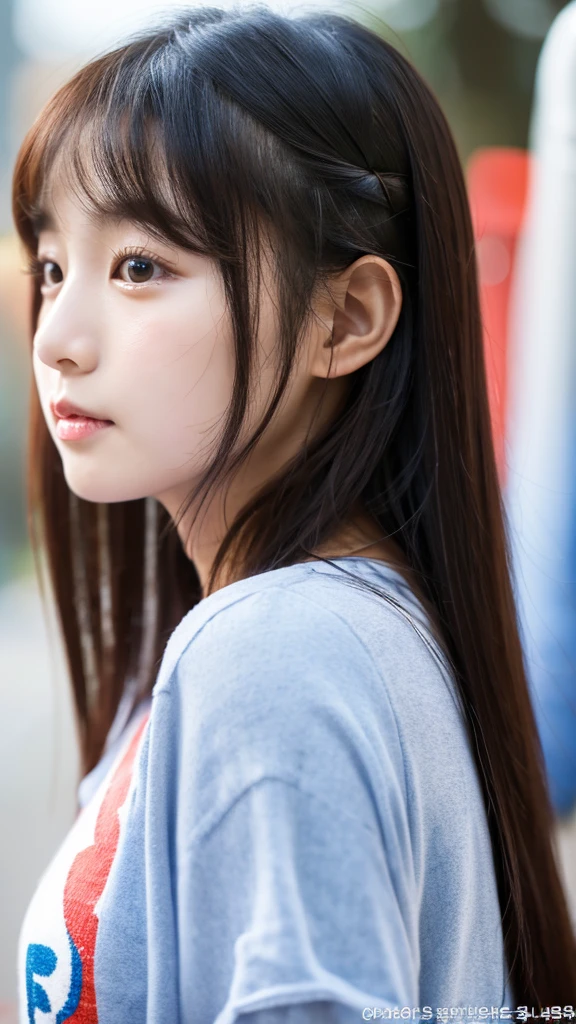 Korean girl with big  facing forward