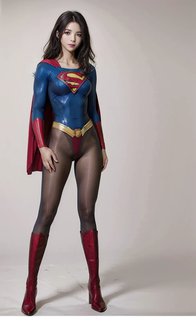 No background、(((Beautiful legs in black tights.)))、(((Legally express the beauty of your smile)))、((((Make the most of your original images)))、(((Body-hugging Supergirl costume)))、(((Supergirl Costume)))、(((Beautiful Hair)))、(((suffering)))、(((Please wear black tights....、Wear red boots)))、((Best image quality、8K))、((Highest quality、8K、masterpiece:1.3))、(((Preserve background )))、Sharp focus:1.2、Beautiful woman with perfect figure:1.4、Slim Abs:1.2、Wet body:1.5、Highly detailed face and skin texture、8K