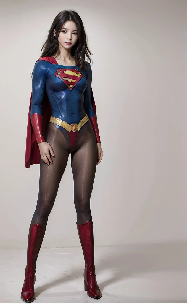 No background、(((Beautiful legs in black tights.)))、(((Legally express the beauty of your smile)))、((((Make the most of your original images)))、(((Body-hugging Supergirl costume)))、(((Supergirl Costume)))、(((Beautiful Hair)))、(((suffering)))、(((Please wear black tights....、Wear red boots)))、((Best image quality、8K))、((Highest quality、8K、masterpiece:1.3))、(((Preserve background )))、Sharp focus:1.2、Beautiful woman with perfect figure:1.4、Slim Abs:1.2、Wet body:1.5、Highly detailed face and skin texture、8K