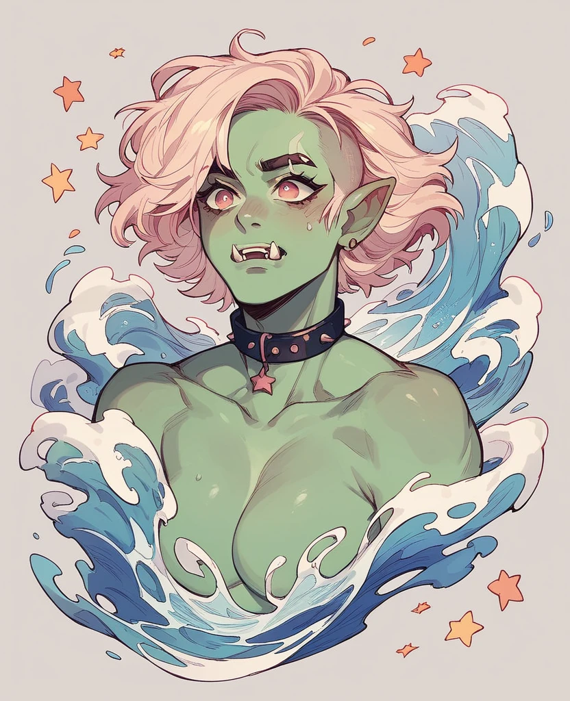 Lovely，hairy，Fury Wolf Orc，Eyes of the stars，collar，Wave