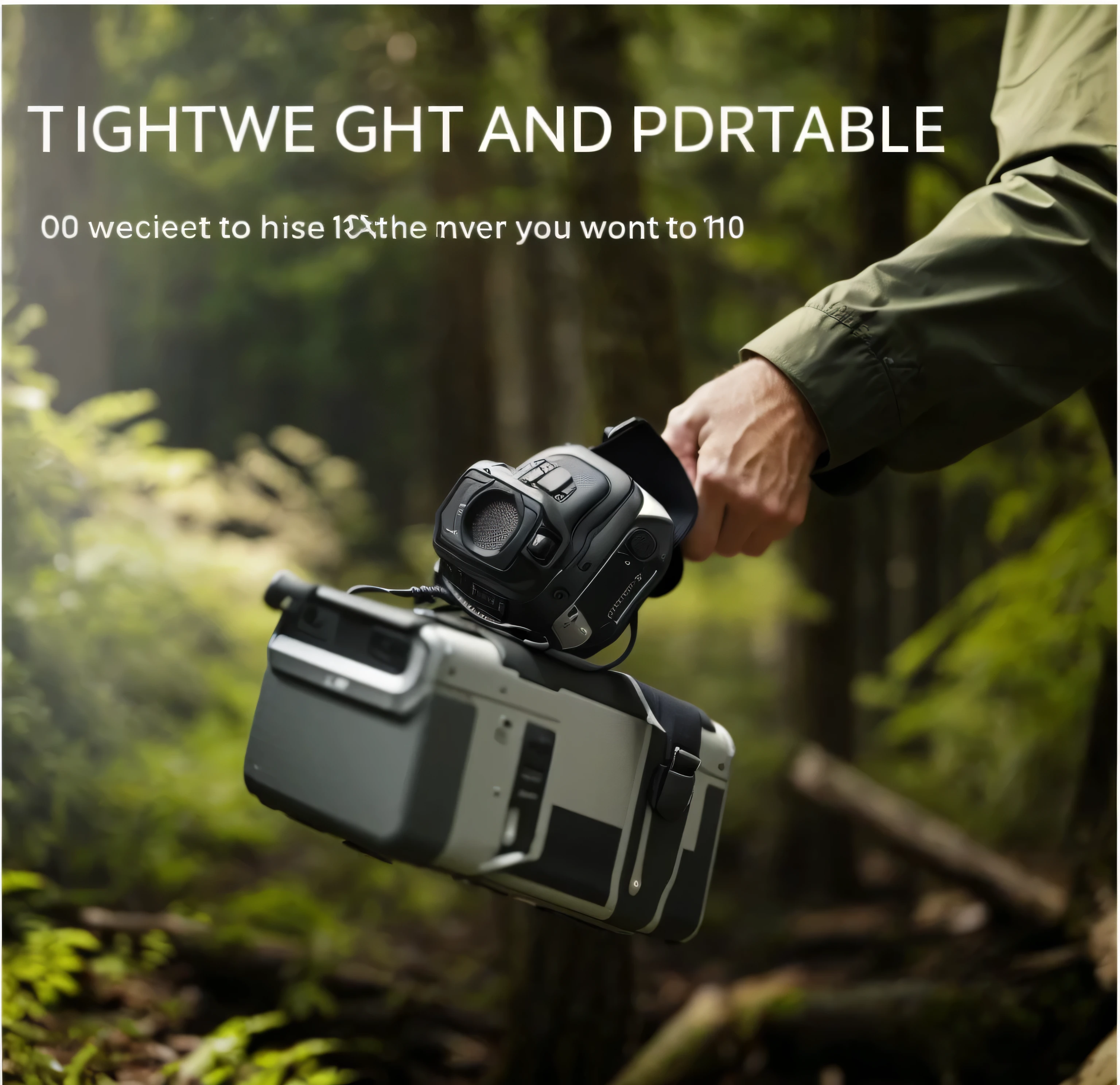 A man carrying a radio in the forest, Highest quality, Angle View, Ease of use, high - Angle View, 1 0 8 0 p, 1080P, HD 16K, Shooting angle below, wide high Angle View, Angle View, Low-angle camera view, 8K 1080P
