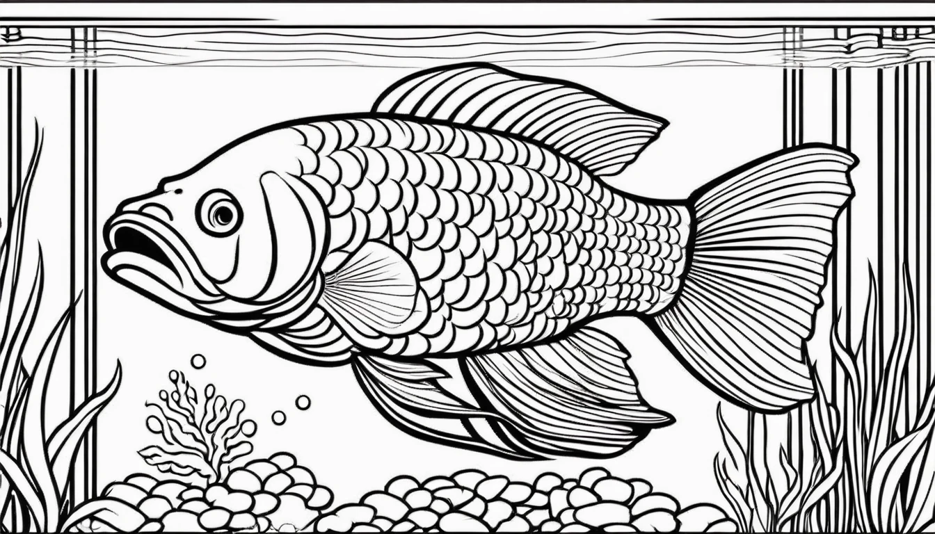 An arowana fish in aquarium, cartoon, ,Coloring Book, ColoringBookAF,