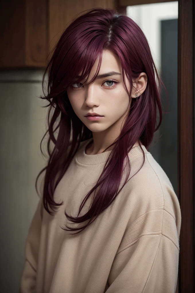 dark boy *greeneyes* *maroon hair*