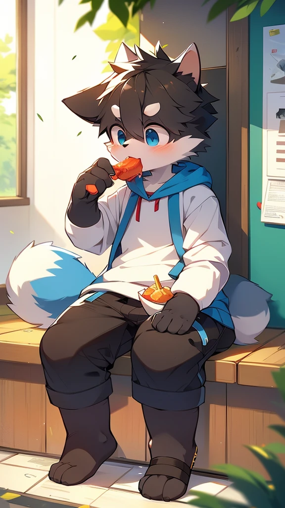 author:jrjresq, author:Kirito, mammal, furry, male, alone,school, eating