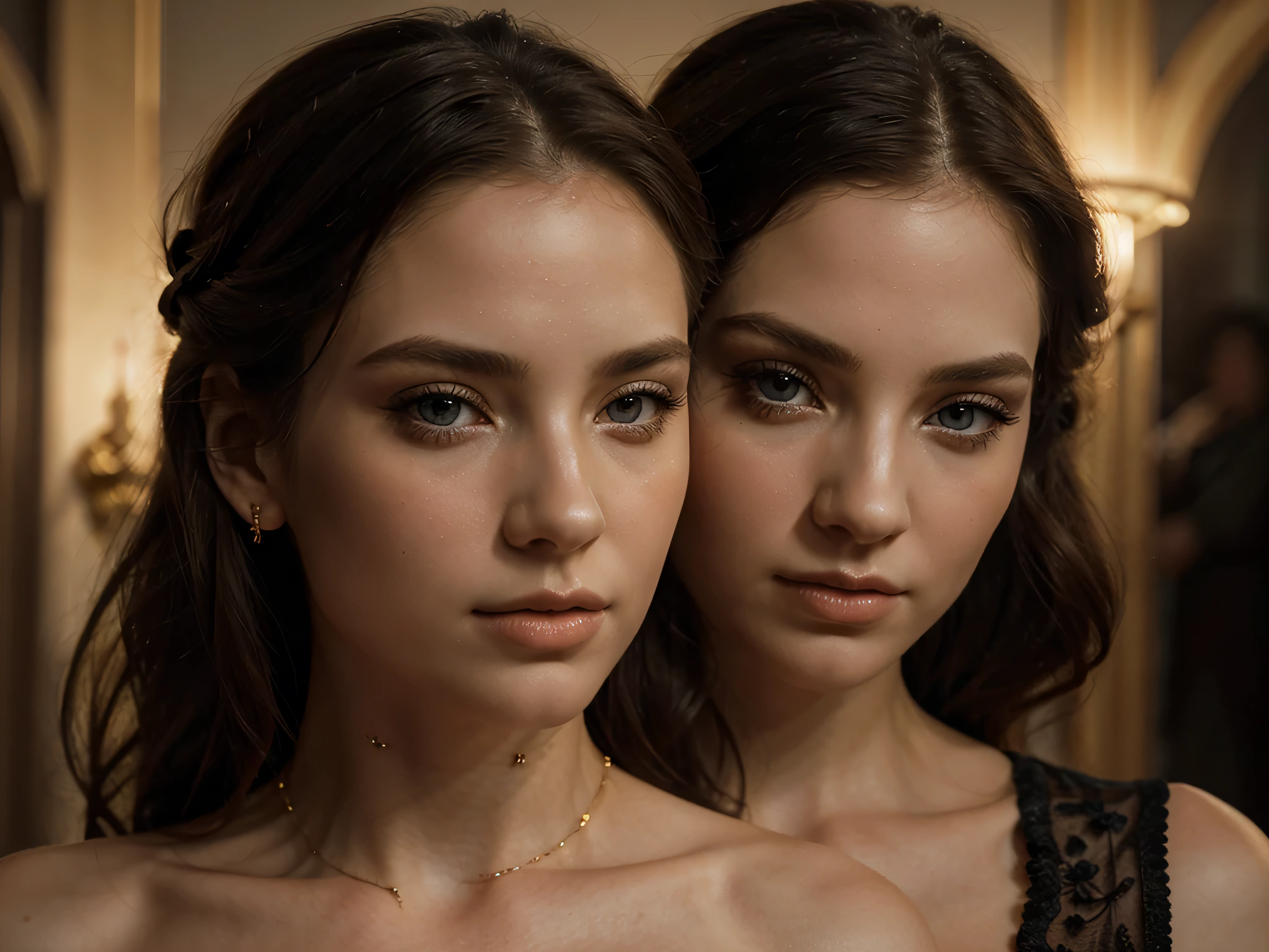 A chiaroscuro portrait of a woman, beautiful detailed eyes, beautiful detailed lips, extremely detailed eyes and face, long eyelashes, porcelain skin, elegant hairstyle, intricate jewelry, dramatic lighting, Renaissance style, dramatic shadows, warm golden tones, dramatic chiaroscuro lighting, ultra-detailed, 8k, photorealistic, masterpiece, cinematic, dramatic atmosphere, elegant and regal