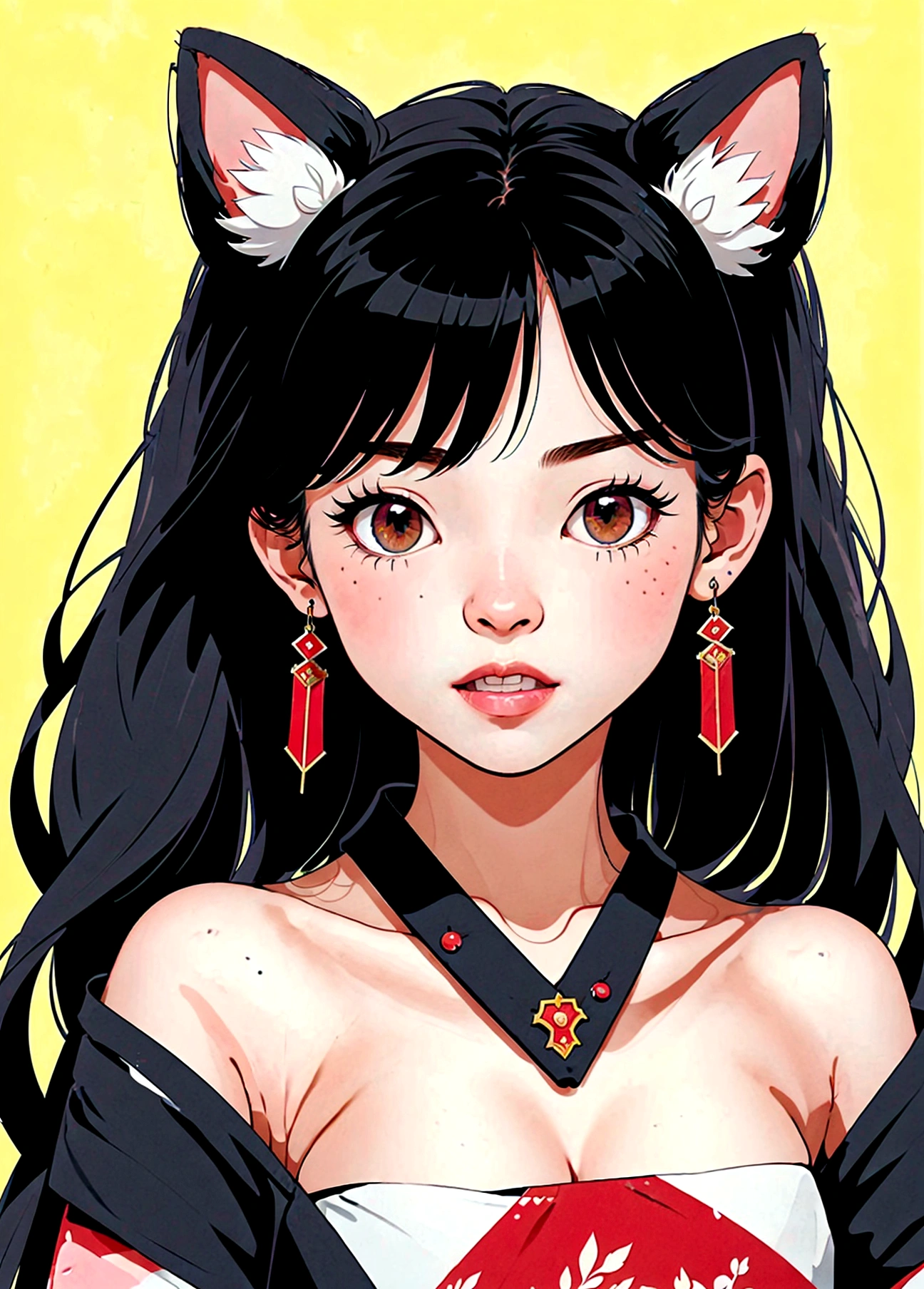 Masterpiece, best quality, full body shot (head and feet in the frame)(highly precise drawing down to the smallest detail)(anatomically correct illustration)(extremely precise representation)1girl,small breasts, sporty butt, athletic figure,a breathtakingly beautiful bakeneko or nekomata (intricate cat eyes) the japanese shapeshifter yokai with cat ears and cat tails (smiles cute with fangs) dressed in pink-peach-magenta-yellow hanfu clothing worthy a goddess with a beautiful headdress dances left out in front of decorative wallpaper,decorative cat masks, delicate company, very detailed images, extremely detailed, complicated details, highres, super complex details, extremely detailed 8k CG wallpaper, anime, cgi, devilish, frightening, dynamic lighting ,Oiran,Intricate, vampy fang,yaohu, cat ear and cat tail,cateyes