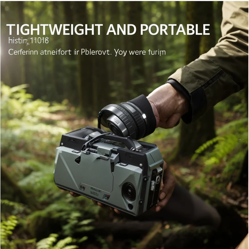 A man carrying a radio in the forest, Highest quality, Angle View, Ease of use, high - Angle View, 1 0 8 0 p, 1080P, HD 16K, Shooting angle below, wide high Angle View, Angle View, Low-angle camera view