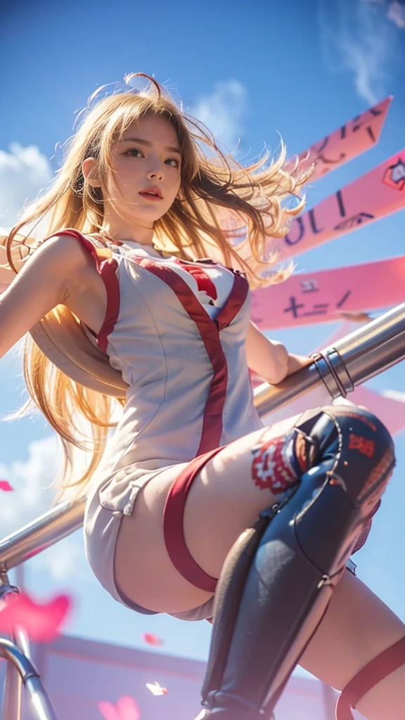 (8k, best quality, masterpiece:1.2), (realistic, photo-realistic:1.37), ultra-detailed, A detailed portrait of 1 girl 18 year old, cute girl, british girl, futuristic outfit, medical gown, pale skin, perfect body, blue eyes, blond hair. The scene is illuminated with professional lighting, photon mapping, and radiosity, with Tetsuya Nomura Style. Blur bokeh effect, realistic light.