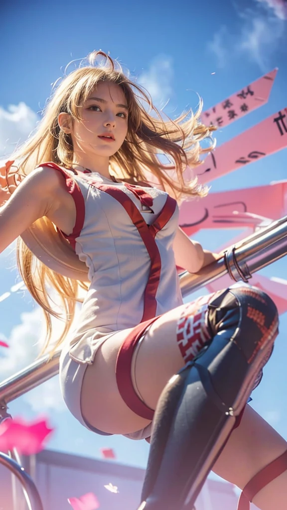 (8k, best quality, masterpiece:1.2), (realistic, photo-realistic:1.37), ultra-detailed, A detailed portrait of 1 girl 18 year old, cute girl, british girl, futuristic outfit, medical gown, pale skin, perfect body, blue eyes, blond hair. The scene is illuminated with professional lighting, photon mapping, and radiosity, with Tetsuya Nomura Style. Blur bokeh effect, realistic light.