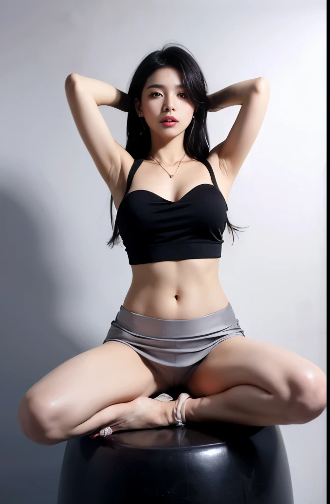 (masterpiece:1.3), (8 thousand, realistic, RAW photos, best quality: 1.4), (1 woman),(sheer silk blouse), (short skirt), (양 다리에 짙은색 realistic 팬티 스타킹 신고), (wearing Very sexy transparent Ultra-realistic thighhighs), (Wearing high heels on both feet), (Wearing high heels on both feet), (full body shot), (Beautiful makeover), (realistic이고 매우 아름다운 얼굴), (long eyelashes), (double eyelid), (realistic이고 섬세한 아름다운 눈), (big bust) , (Strong body through exercise), (beautiful abs), (Beautiful heaps), (tall), (really beautiful body), (black hair. parted, long hair:1.3), (아름다운 parted스타일), (beautiful skin), (ultra high resolution), (golden ratio), (realistic 길고 아름다운 두 다리), (realistic and beautiful arms), (necklace), (earring),(beautiful nails manicure), (So beautiful and sexy)