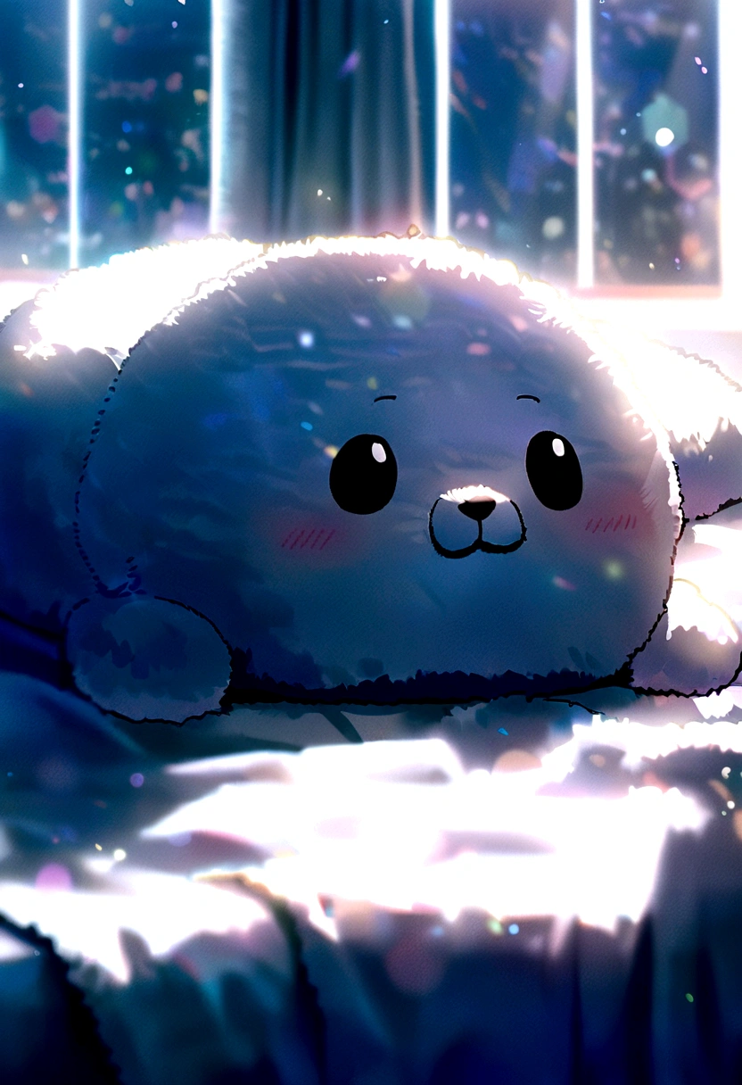 seal baby stuffed toy fluffy Towel fabric tail Diagonal front angle Sleeping with a girl with a perm