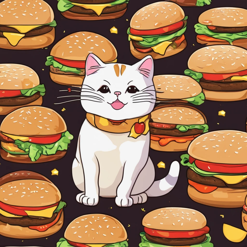 cute cat, burger cat