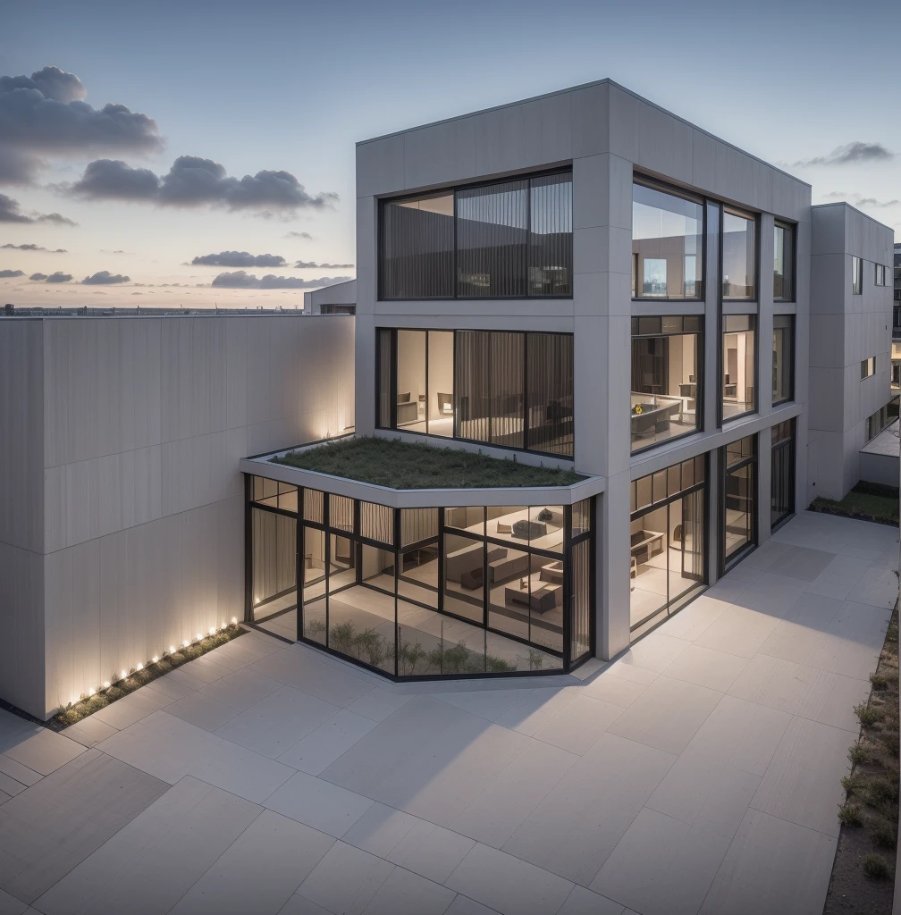 RAW photo, a photo of a modern villa with a car parked in front of it, ((1/2 dark grey wood facade)), architectural shot, gate, road, viet nam modern residence, rough white wall, new residential area, wide angle exterior 2022, contemporary house, exterior photography, masterpiece, contemporary architecture, overcast, indirect lighting