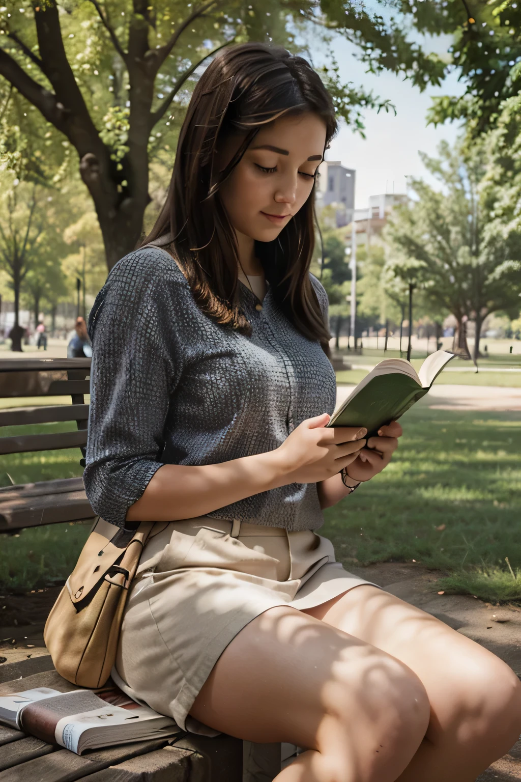 a girl reading in the park, feel relax,