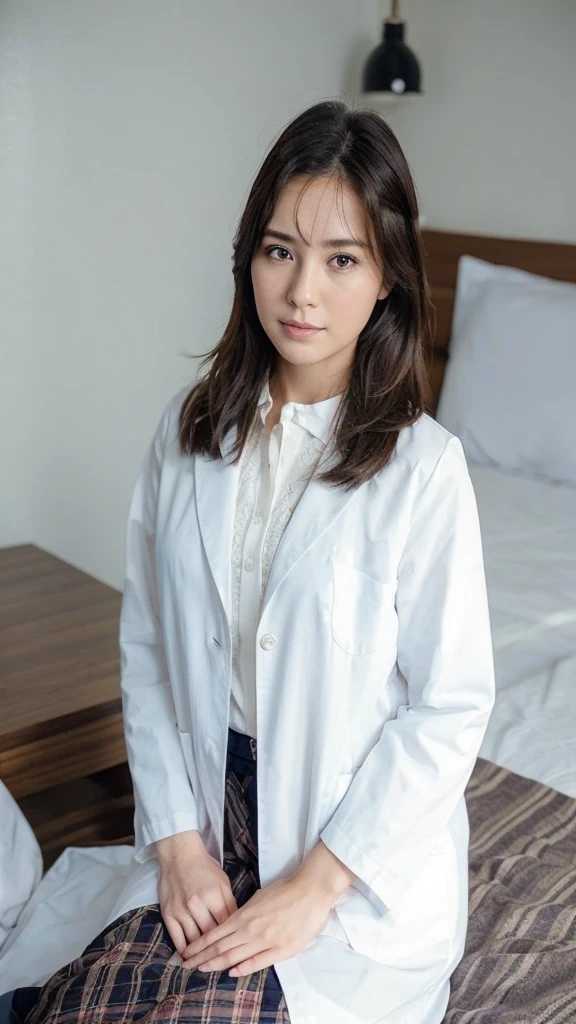 naked、Highest quality、Beautiful Japanese Woman、uniform、White shirt、Big Breasts