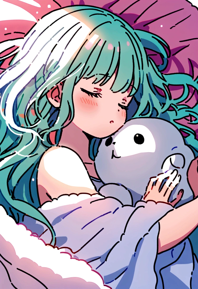 seal baby stuffed toy fluffy Towel raw Sleeping with a girl with long permed hair
